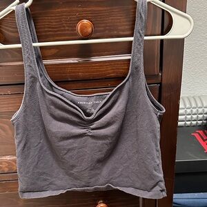 American Eagle Outfitters Charcoal Cropped Scoop Tank